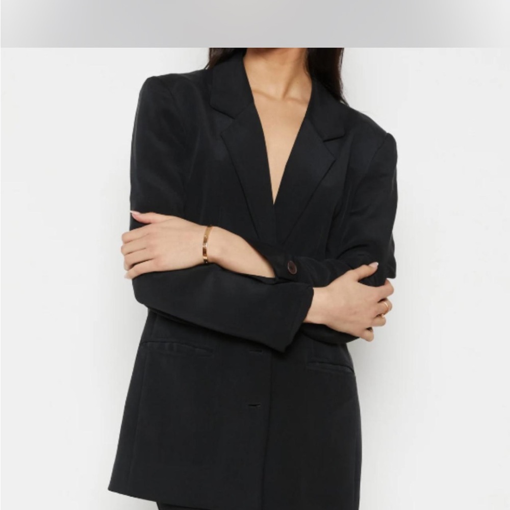 90s minimalist silk vintage Black Women's Blazer